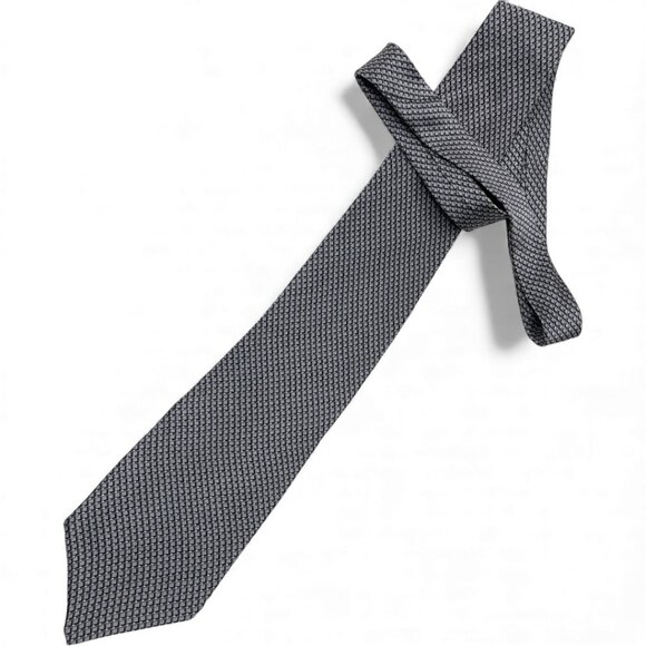 Bill Blass Silk Tie Geometric Silver Black Diamonds - Picture 2 of 5